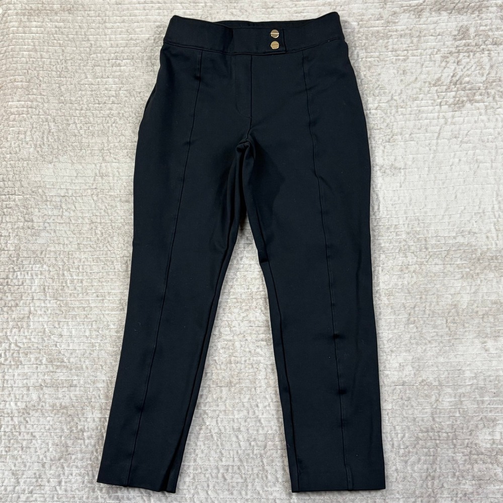 Spanx The Perfect Pant Slim Straight Black Trousers Gold Buttons 20777Q‎ Small P